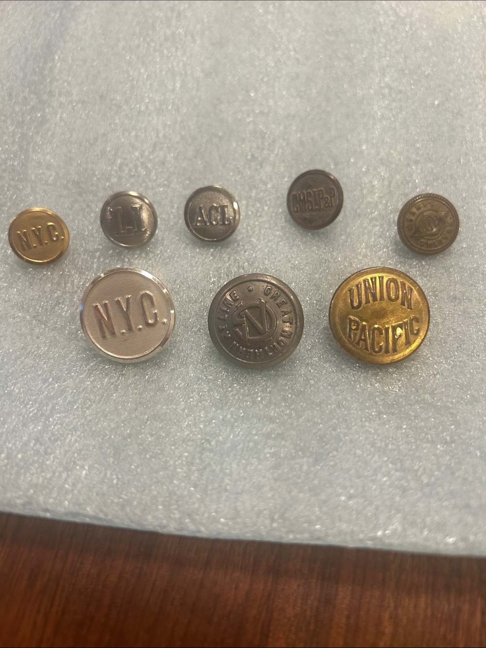 Vintage Metal Railroad Buttons in Gold and Silver-Tone - Multipack